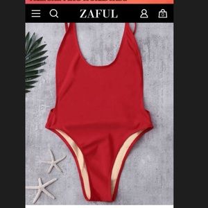 Zaful one piece red bathing suit